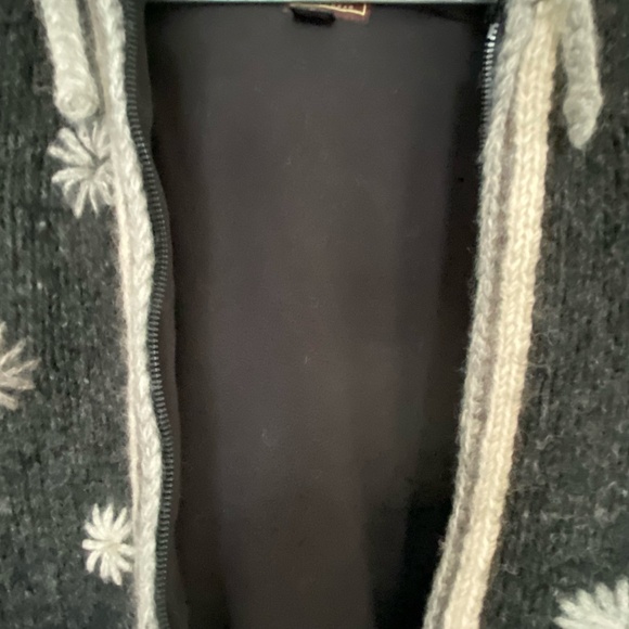 Kyber Grey Wool Fleece Lined Hooded Drawstring Knit Outdoor Cabin Coat. Sz-M - Picture 7 of 15